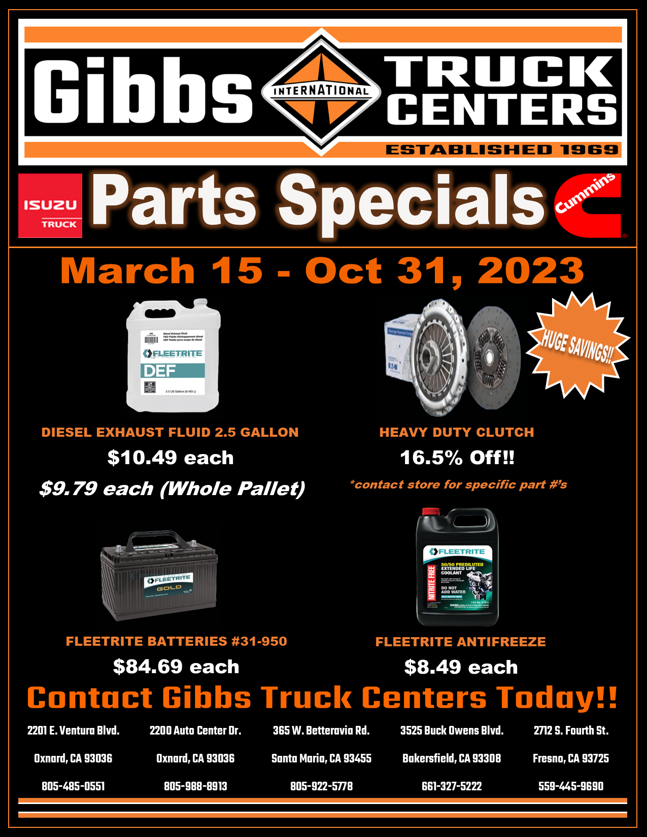 Spring Parts Specials